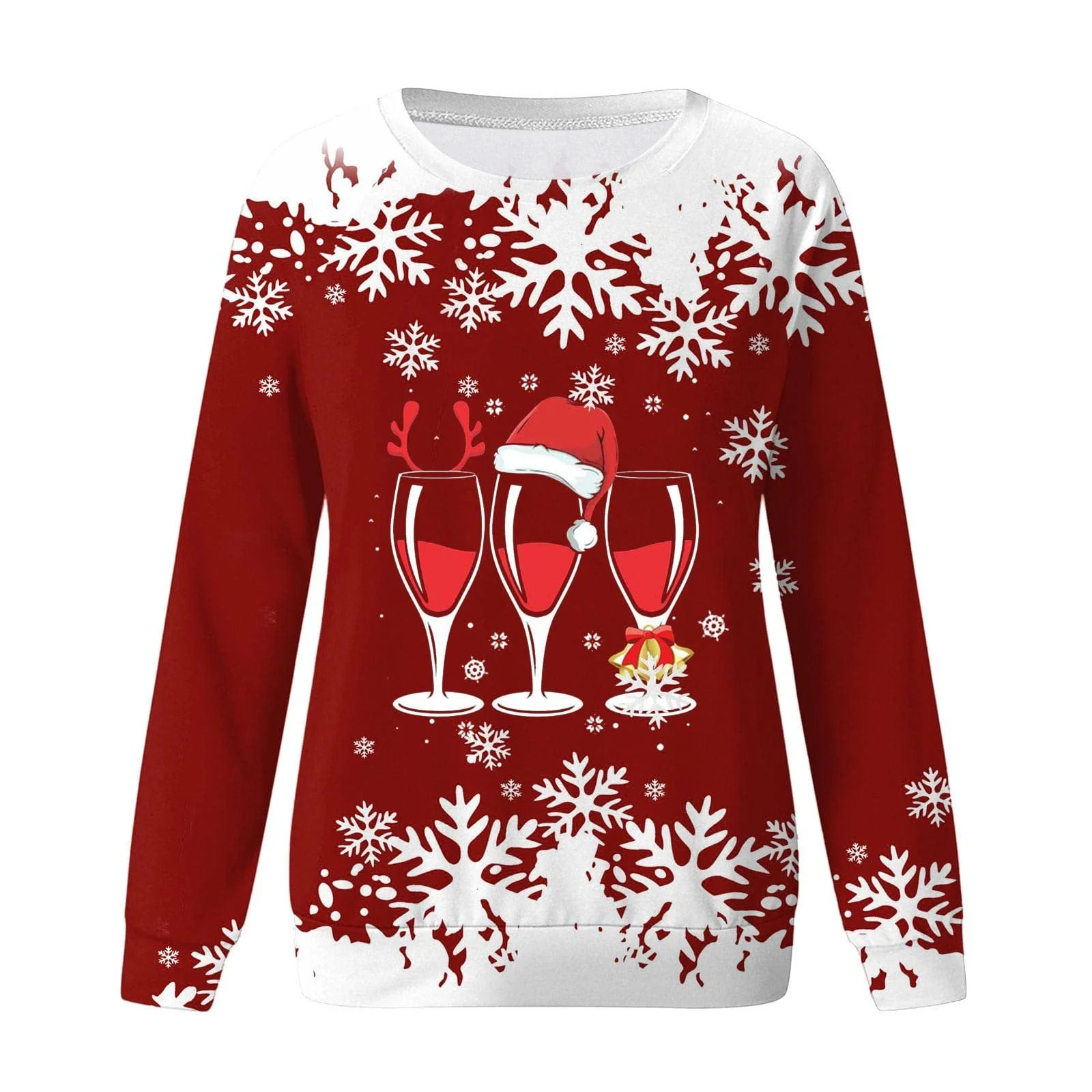 Женский Рождественский Хлопковый Свитшот Рождественская Блузка Удобный Xmas Пуловер Длинный Рукав Большие Размеры Рождественский Осенний Зимний Рождественский Свитер, фото №2