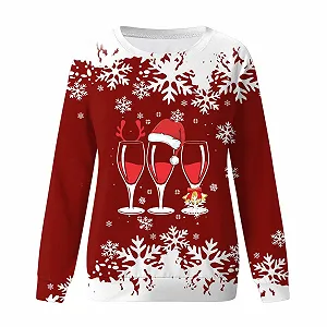 Женский Рождественский Хлопковый Свитшот Рождественская Блузка Удобный Xmas Пуловер Длинный Рукав Большие Размеры Рождественский Осенний Зимний Рождественский Свитер synthetic.ua - Фото 1