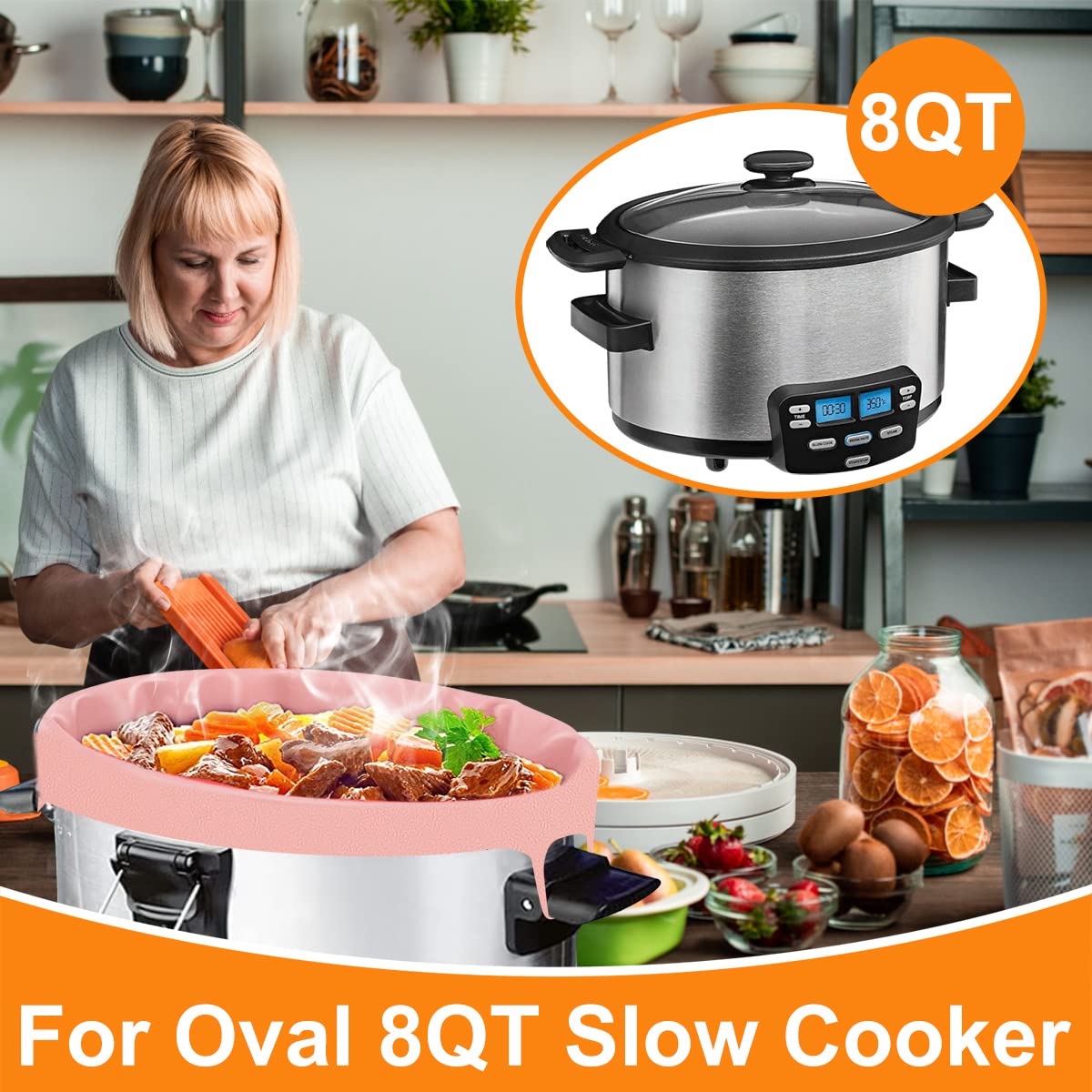 Вкладиш-розділювач для мультиварки xiangbaoshang з ручкою силіконовий рожевий 8qt, фото №5 Вкладиш-розділювач для мультиварки xiangbaoshang з ручкою силіконовий рожевий 8qt, фото №5