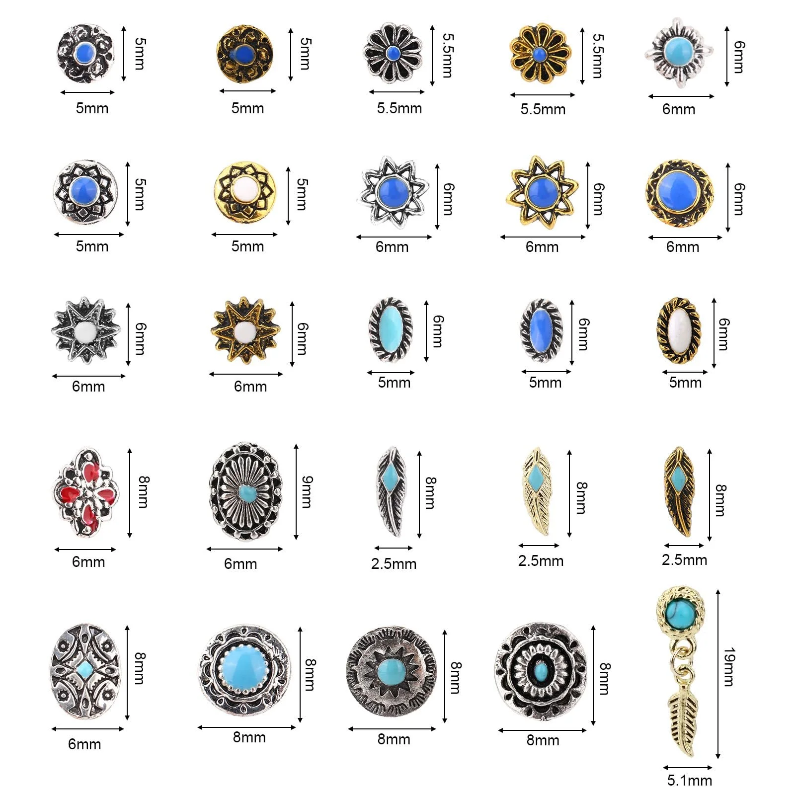 Подвески для ногтей Бирюзовые, 3D Винтажный западный стиль, ковбойская тематика, 50 шт, фото №2