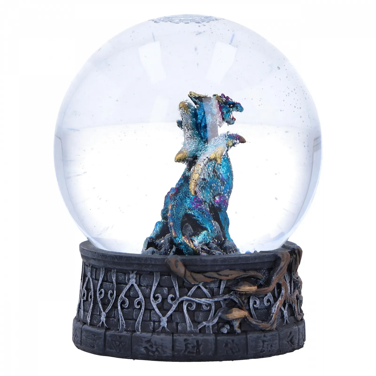 Шар снежный Nemesis Now Dragon Storm 10см Смола Синий Дракон, фото №4