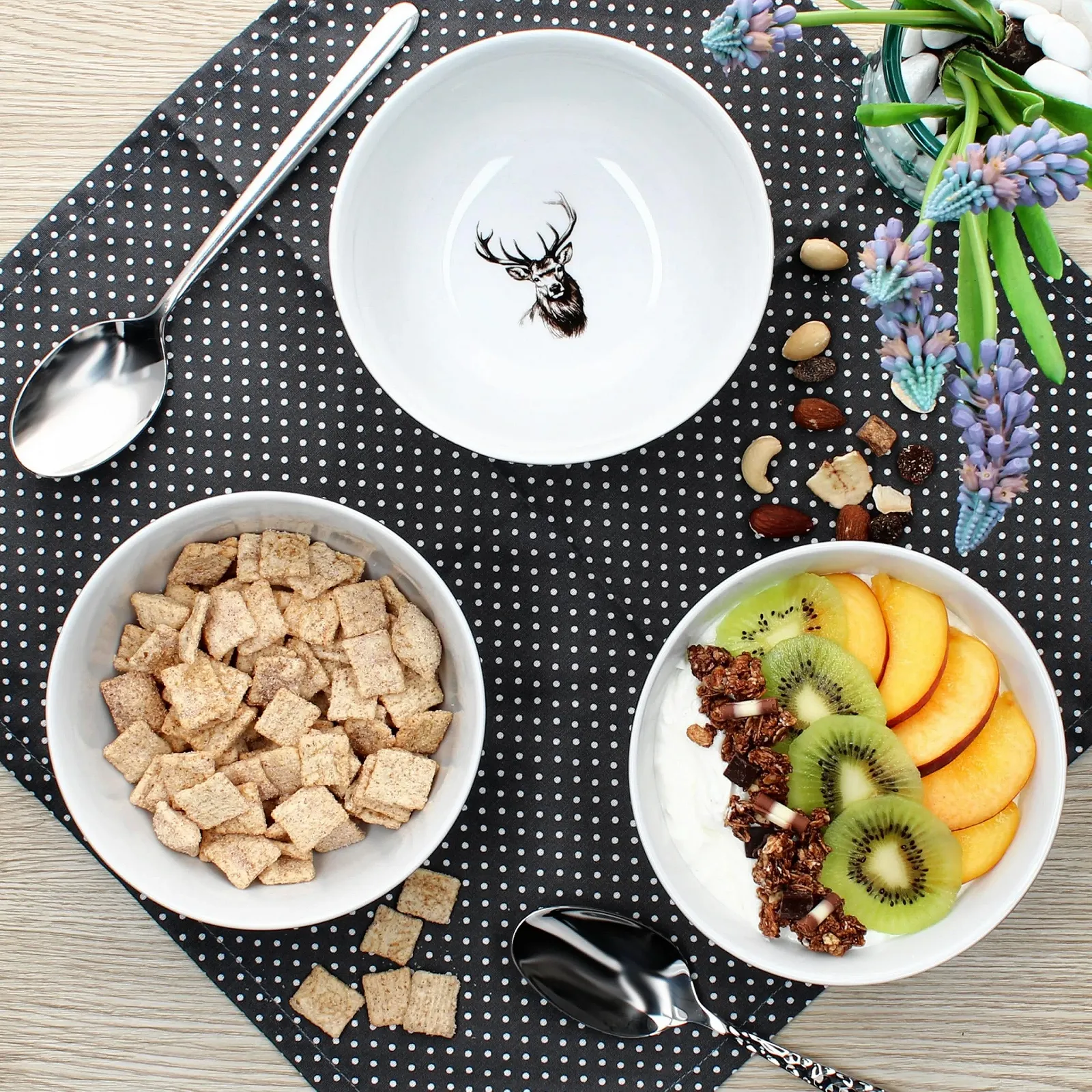 Миска MamboCat Alois 14.2 см, 480 мл, набор 6 шт, фарфоровая миска с оленями для 6 человек, фото №3