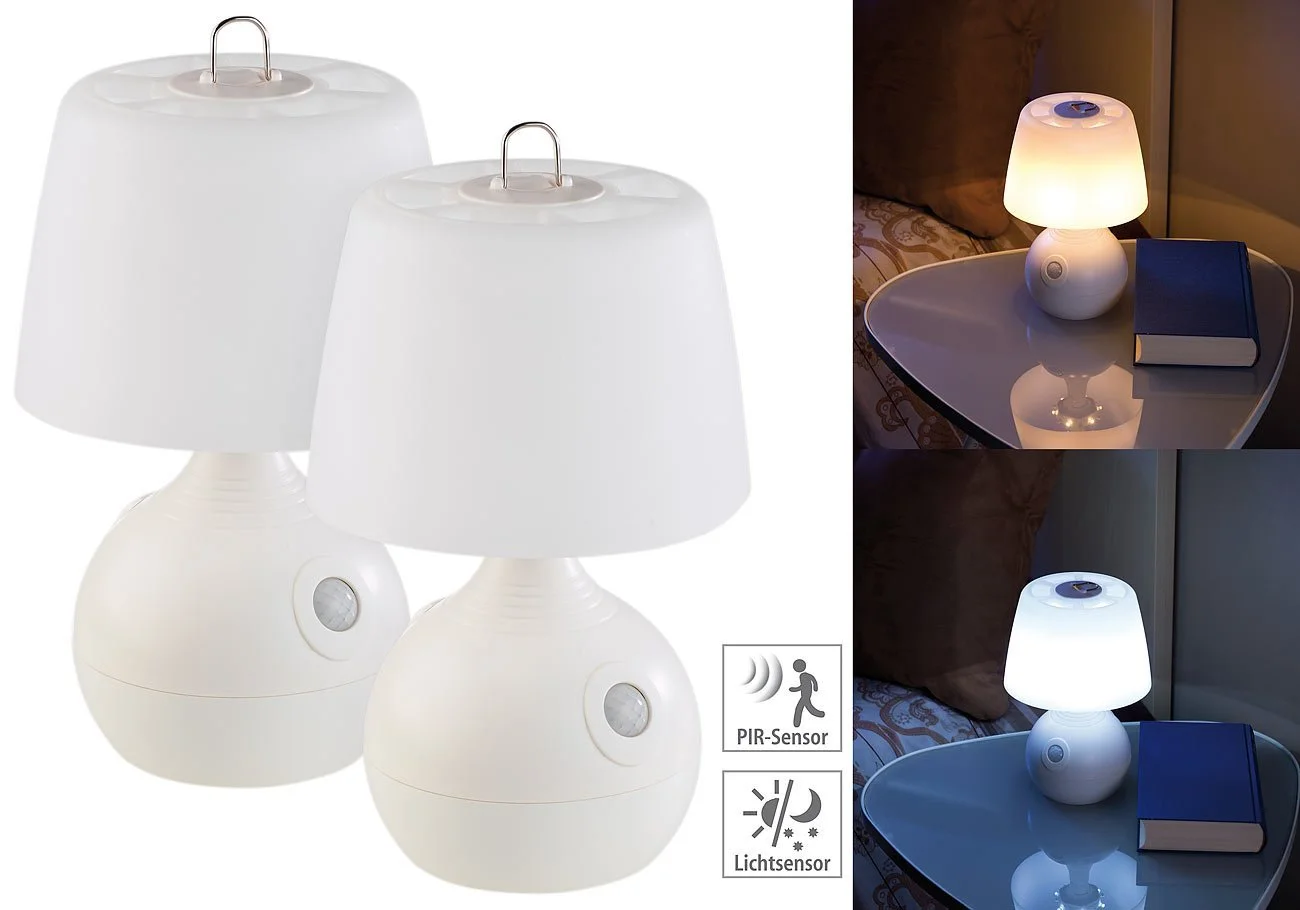 Настольная лампа Lunartec Wireless Набор из 2 шт. LED PIR & Light Sensor Warm & Daylight White, фото №2