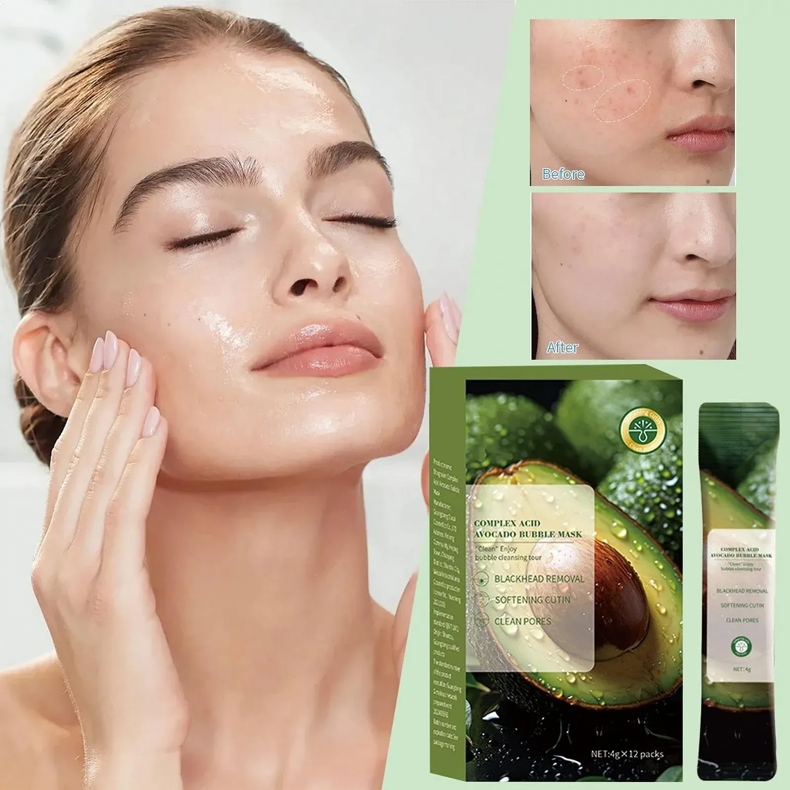 Зволожувач для обличчя, Purifying Face Pack, живильний засіб для очищення пор, зволожуюча формула, 12 шт, фото №3