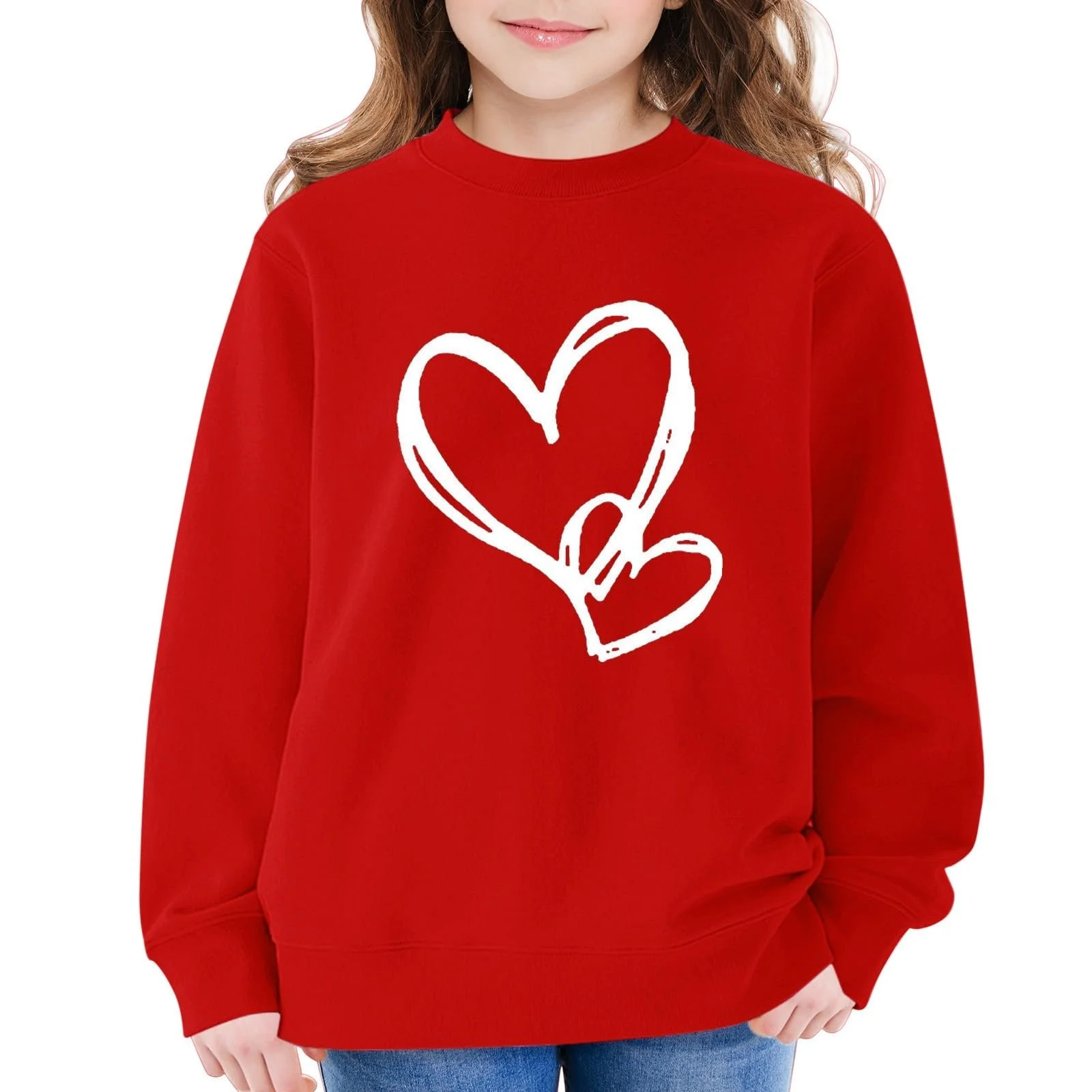 Толстовка для девочек и детей, черная, с длинными рукавами, круглый вырез, принт сердце, рождественский свитер, осень, зима, пуловер, толстовки, свободный крой, хлопок, мягкая, фото №7