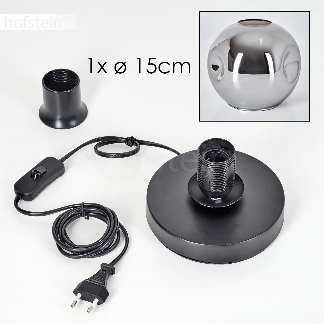 Настільна лампа Ripoll Метал/Скло 15 см E27 Чорний/Хром, фото №6