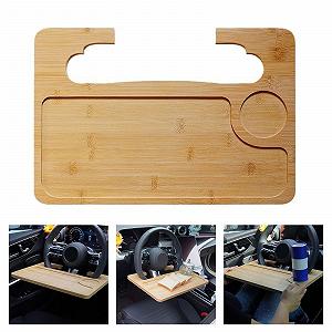 Автомобільний столик-піднос з потовщеного бамбука Подвійного Призначення: для їжі та ноутбука synthetic.ua - Фото 1