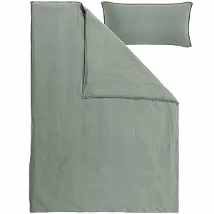 Постільна білизна Pure Label Напівльон Зелена 135 x 200 см + 40 x 80 см Не потребує прасування Бельгійський льон Бавовна synthetic.ua - Фото 1