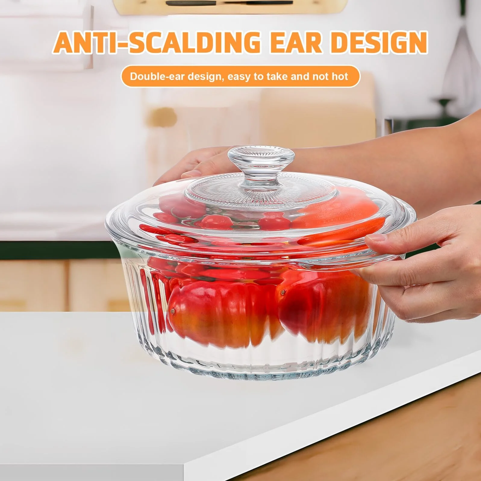 Форма для запекания BESPORTBLE круглая с крышкой термостойкое стекло прозрачная, фото №8