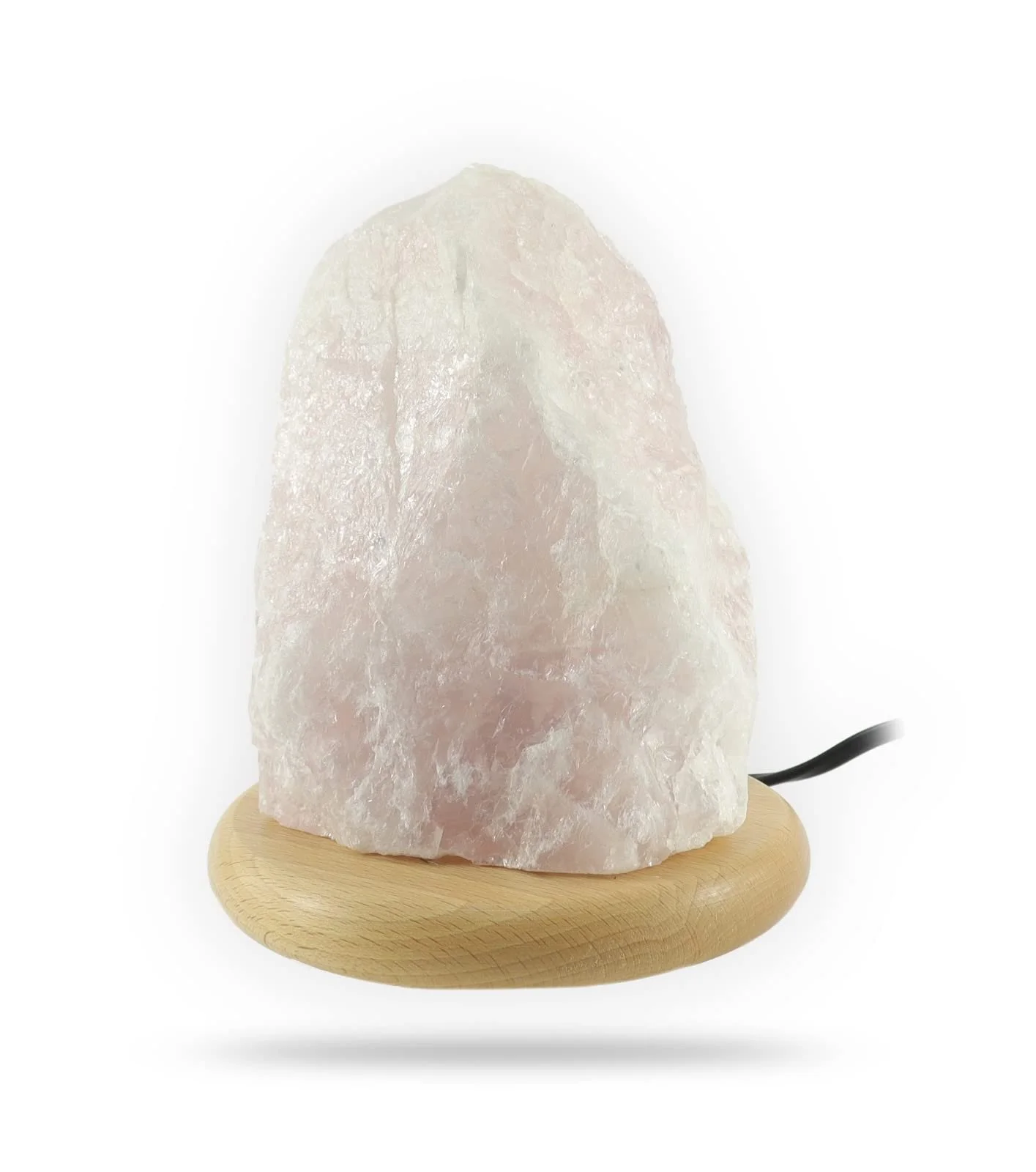 Декоративна лампа Budawi Rose Quartz Rough Stone З дерев'яною основою, фото №1