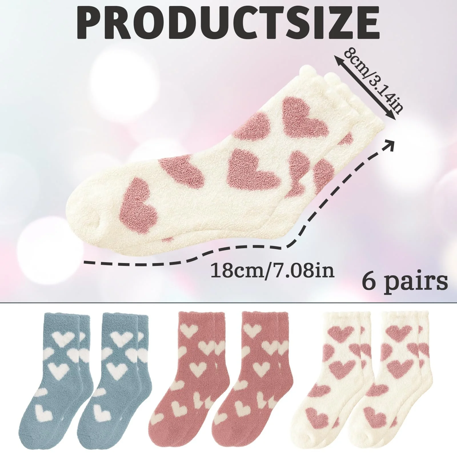 Жіночі пухнасті шкарпетки, 6 пар, Мікс кольорів, 35-38, фото №2 Жіночі пухнасті шкарпетки, 6 пар, Мікс кольорів, 35-38, фото №2