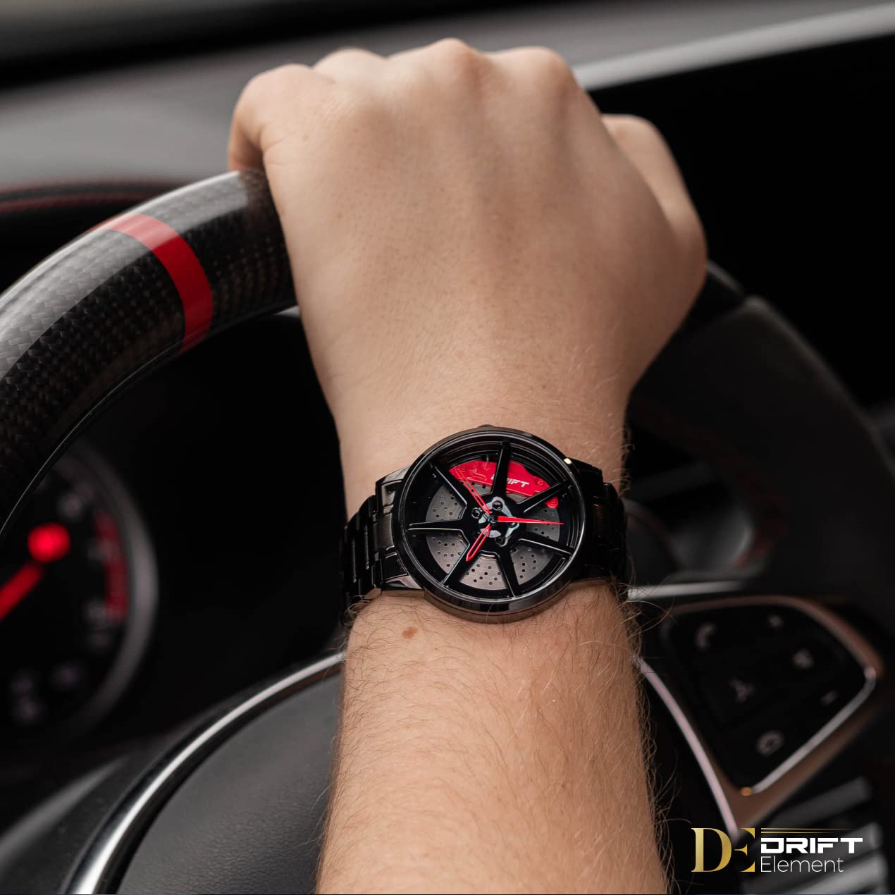 Мужские часы DriftElement Rim Motorsport 3D Rim Дизайн, Нержавеющая сталь Стекло Минеральное Кварцевые, фото №4