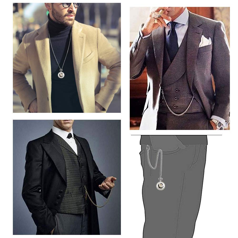 Годинник Unendlich U 12 Constellations Zodiac Sign Чоловічий Унісекс Аналоговий Класичний Кишеньковий Годинник з Ланцюжком для Намиста Ретро Римські Цифри Механічний Годинник з Ручним Заводом, фото №6