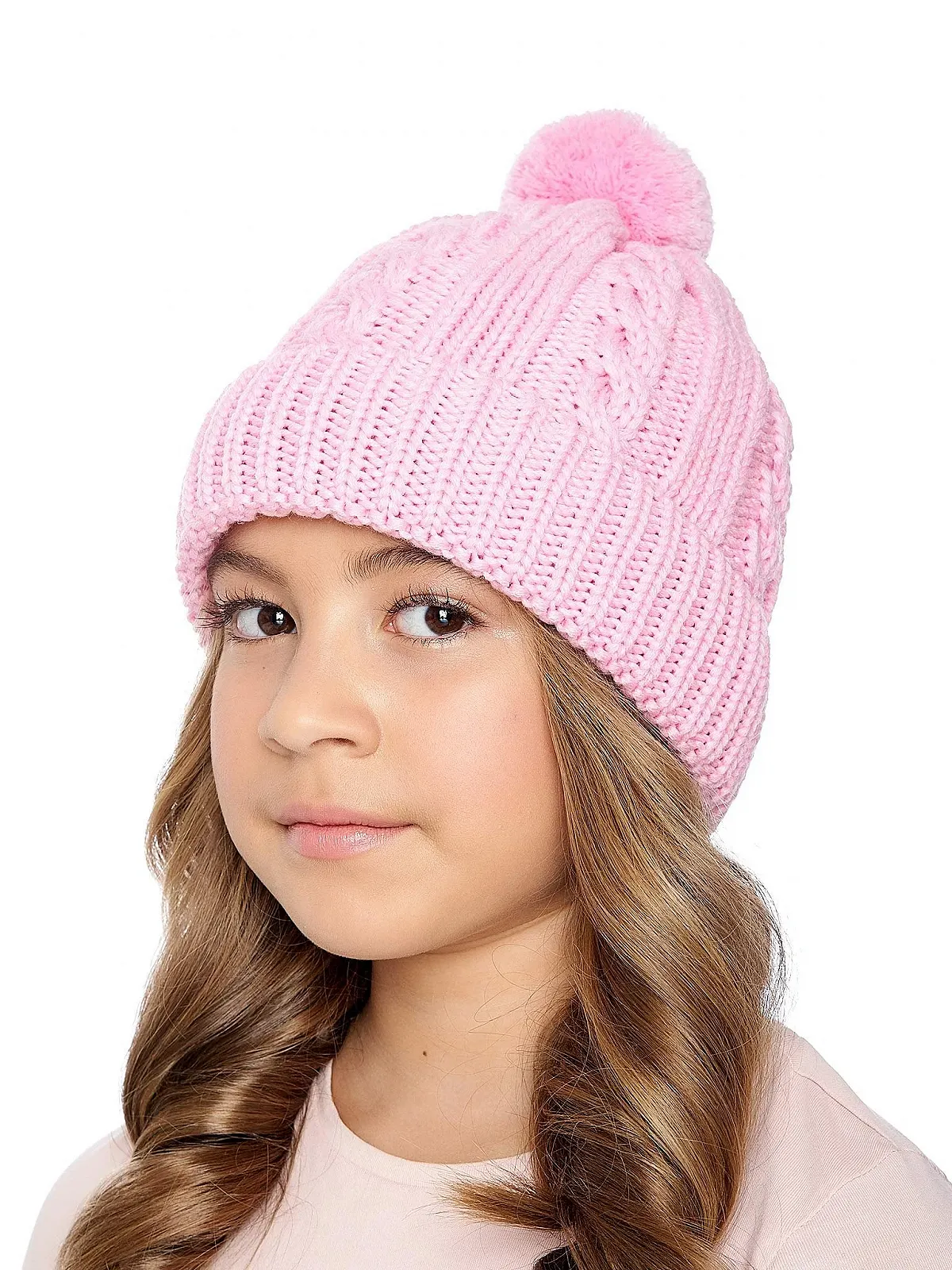 Зимняя шапка Marhatter для девочек с помпоном, шерстяная, на флисовой подкладке, фото №3
