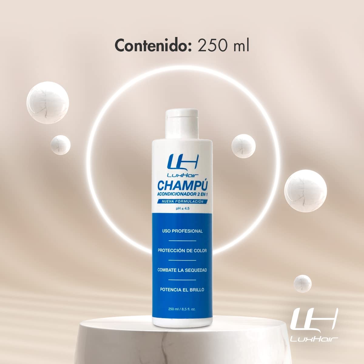 Шампунь LuxHair Живильний Захист кольору для натурального та синтетичного волосся коричневий та темний 250 мл, фото №3