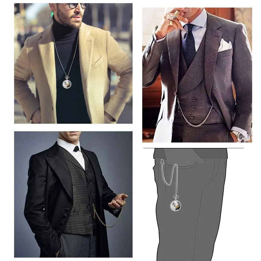 Карманные часы Unendlich U Унисекс Механические с ручным заводом Скелетон Орел/Феникс Серебристый, винтажный, фото №6 Карманные часы Unendlich U Унисекс Механические с ручным заводом Скелетон Орел/Феникс Серебристый, винтажный, фото №6