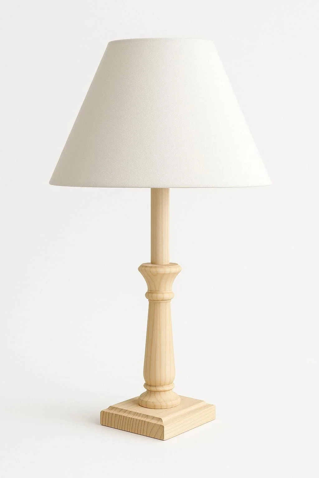 Настільна лампа з масиву сосни 34 см кремова, фото №2