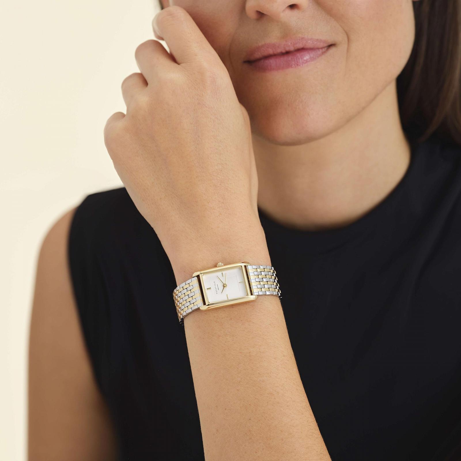 Часы Rosefield Heirloom Duotone с белым циферблатом, корпус золотого цвета 23.5 x 30.6 мм HWDSG-H03 Нержавеющая сталь, фото №4