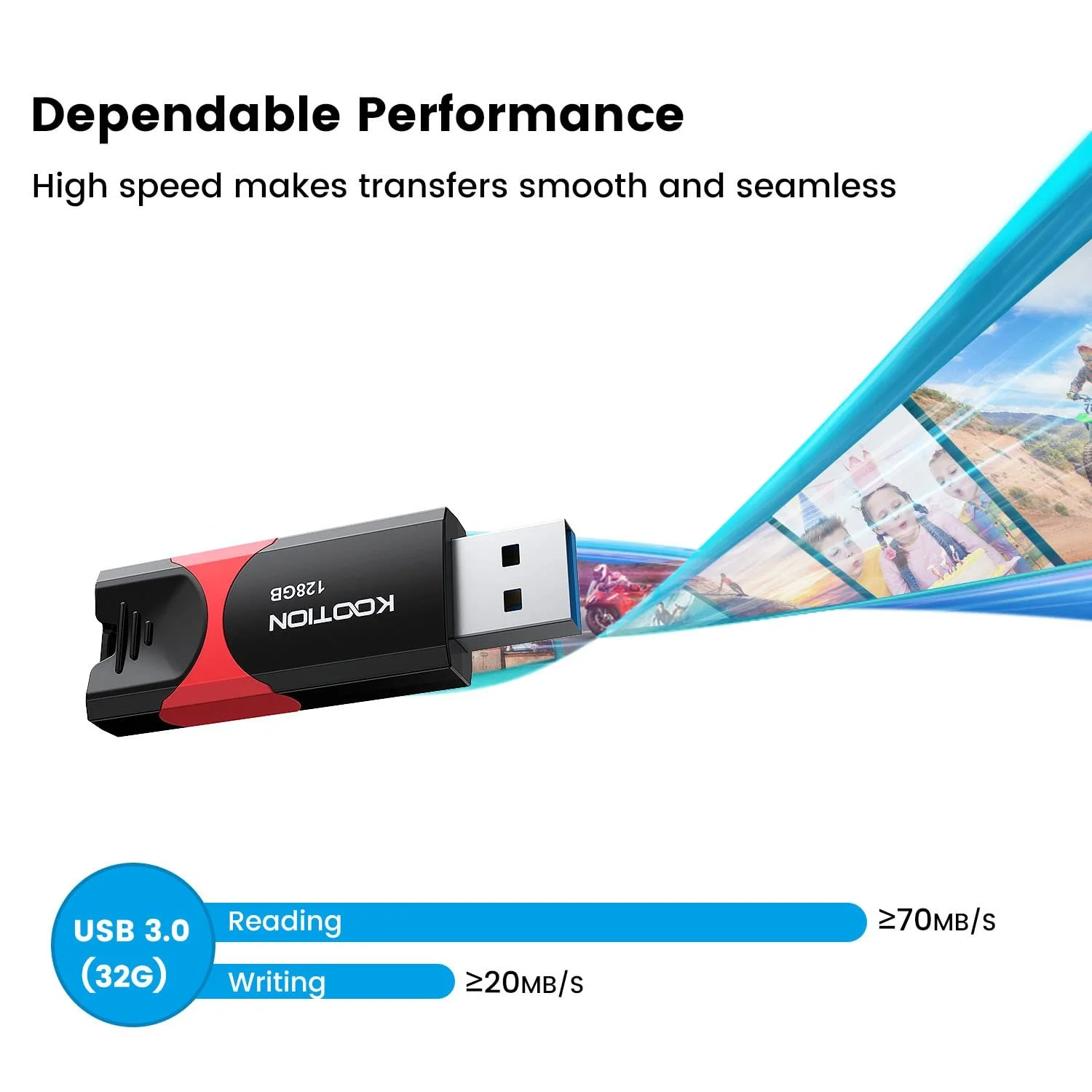USB-накопичувач KOOTION 128GB USB 3.0 Висувний з LED-індикатором, фото №5