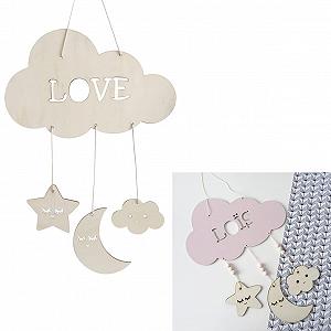 Реквизиты ifundom Eyelash Decoration Kids 2 Штуки Деревянный Орнамент Декоративный Мобиль Baby Cloud synthetic.ua - Фото 1