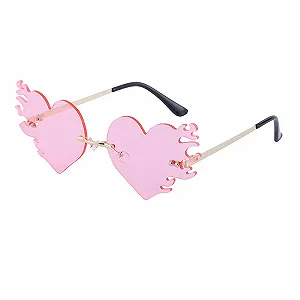 Солнцезащитные очки Сердце LJCZKA с пламенем Женские Мужские Без оправы - Фото 1