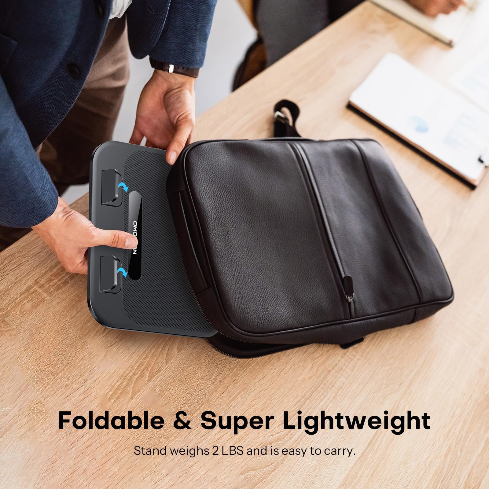 Підставка для ноутбука OMOTON, міцна металева основа, обертання на 360°, складана ергономічна підходить для 15-дюймових MacBook і ноутбуків - Класичний чорний, фото №9