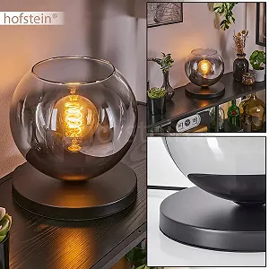 Настільна лампа Koyoto Метал/Скло 25 см E27 Чорний/Димчастий/Прозорий synthetic.ua - Фото 1