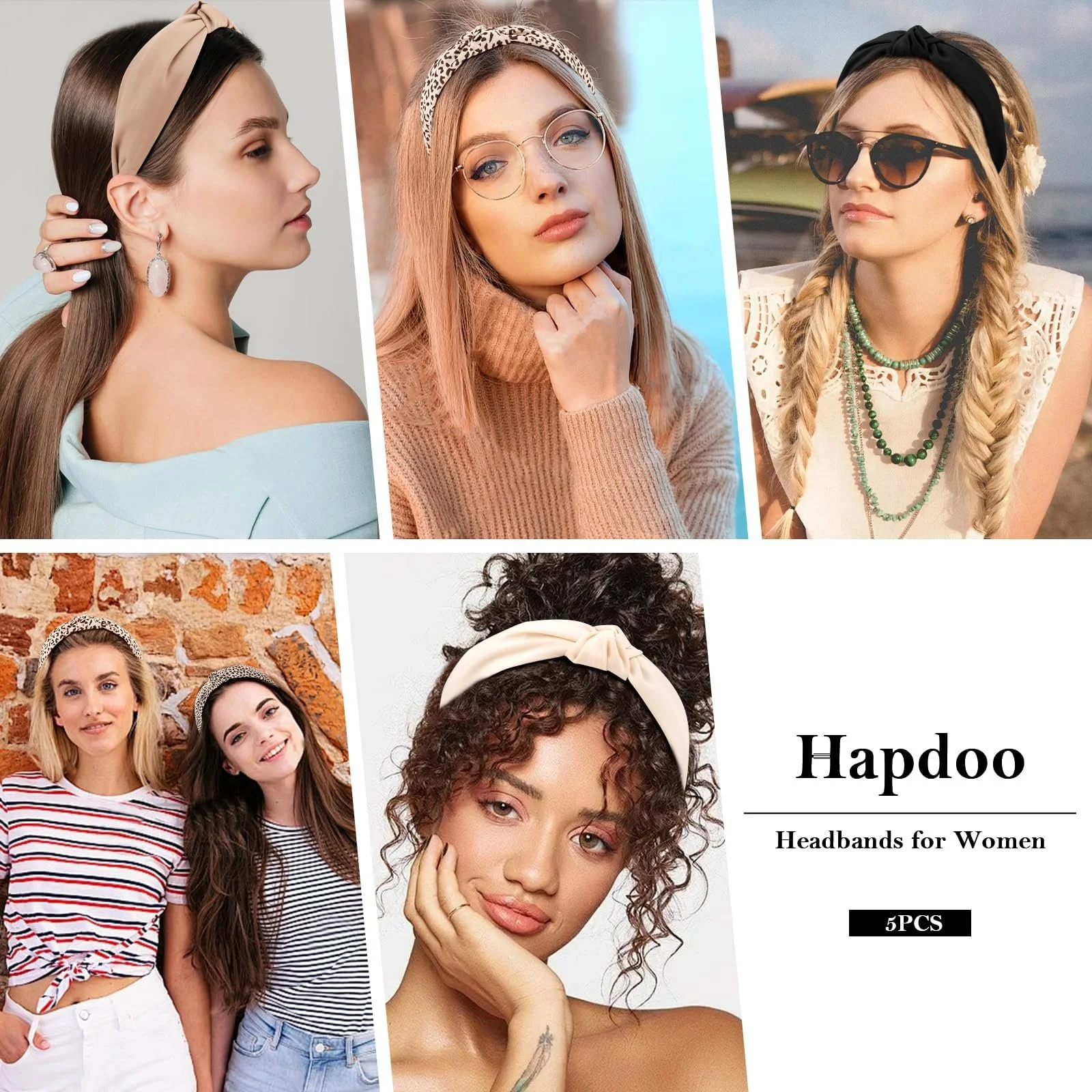 Обруч на голову TELAIN з центральним вузлом, набір з 5 штук, фото №7