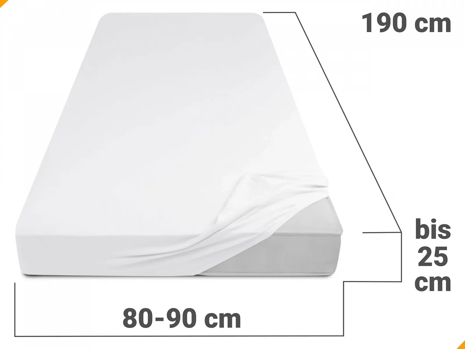 Простыня на резинке Classic npluseins Много цветов и размеров 80-90 x 190 см, Белый, фото №3