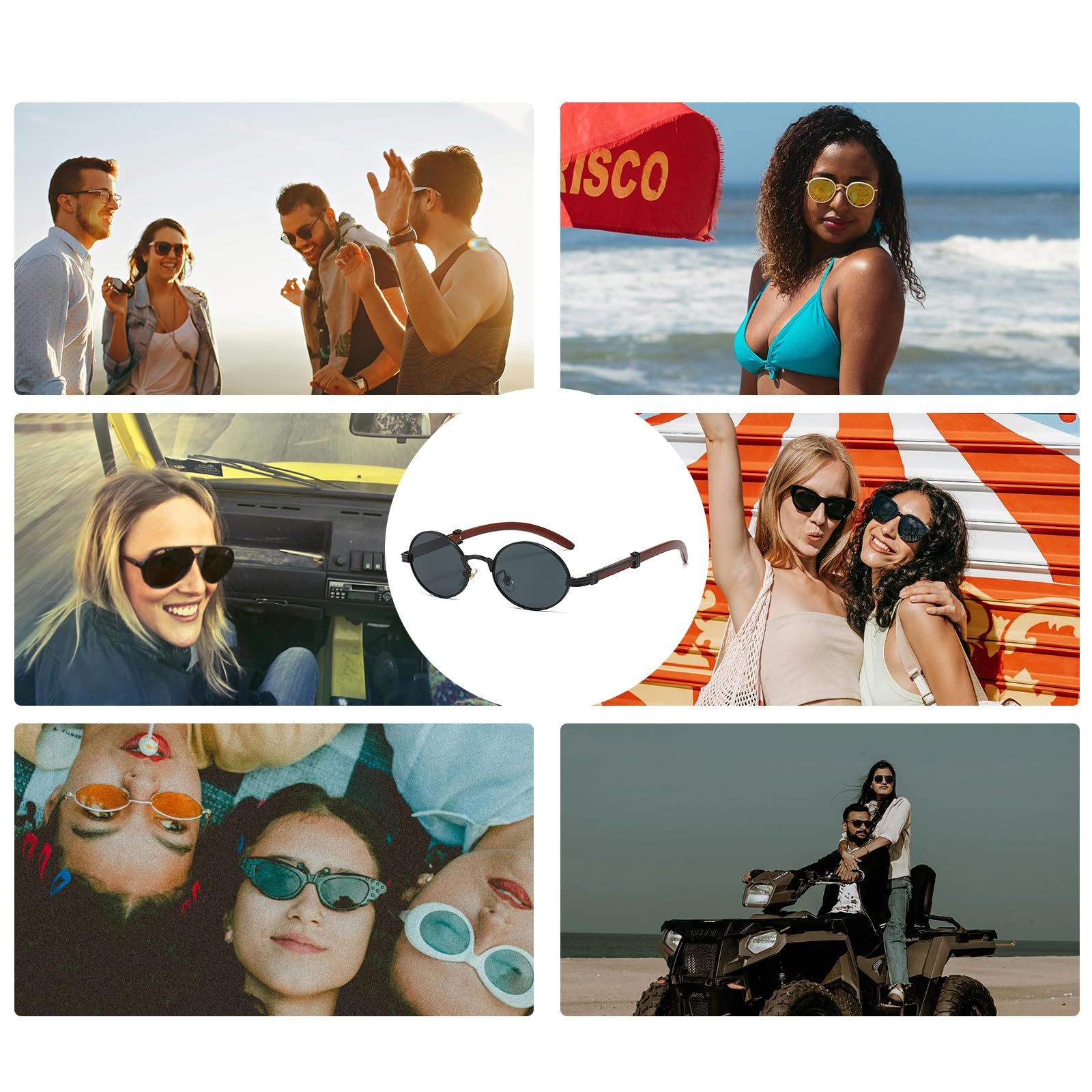 Сонцезахисні окуляри Дерев'яні YAMEIZE Круглі Овальні Ретро, фото №7