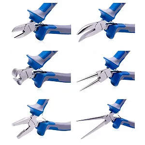 Мини плоскогубцы SPEEDWOX Набор плоскогубцев для ювелирных изделий 6 штук Маленький набор плоскогубцев для изготовления ювелирных изделий с кольцом для открывания Микро прецизионные ручные инструменты для рукоделия Хром-ванадиевая сталь промышленного класса synthetic.ua - Фото 1