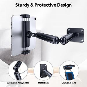 Настінне кріплення для планшета CreaDream, регулювання 360 для настінної підставки для iPad з металевою основою, сумісне з iPad Pro, Mini, Air, телефонами, усіма пристроями 4,7-13 дюймів synthetic.ua - Фото 1