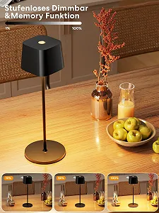 Настільна лампа Wireless Rechargeable 3 кольори (3000-6000 К) LED димована IP54 алюмінієва Чорна synthetic.ua - Фото 1