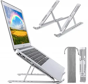 Подставка для ноутбука, регулируемая по высоте (7 положений), портативная, складная, алюминиевая, вентилируемая, силиконовая нескользящая подставка для ноутбука, 10-15.4 дюймов, серебряная - Фото 1