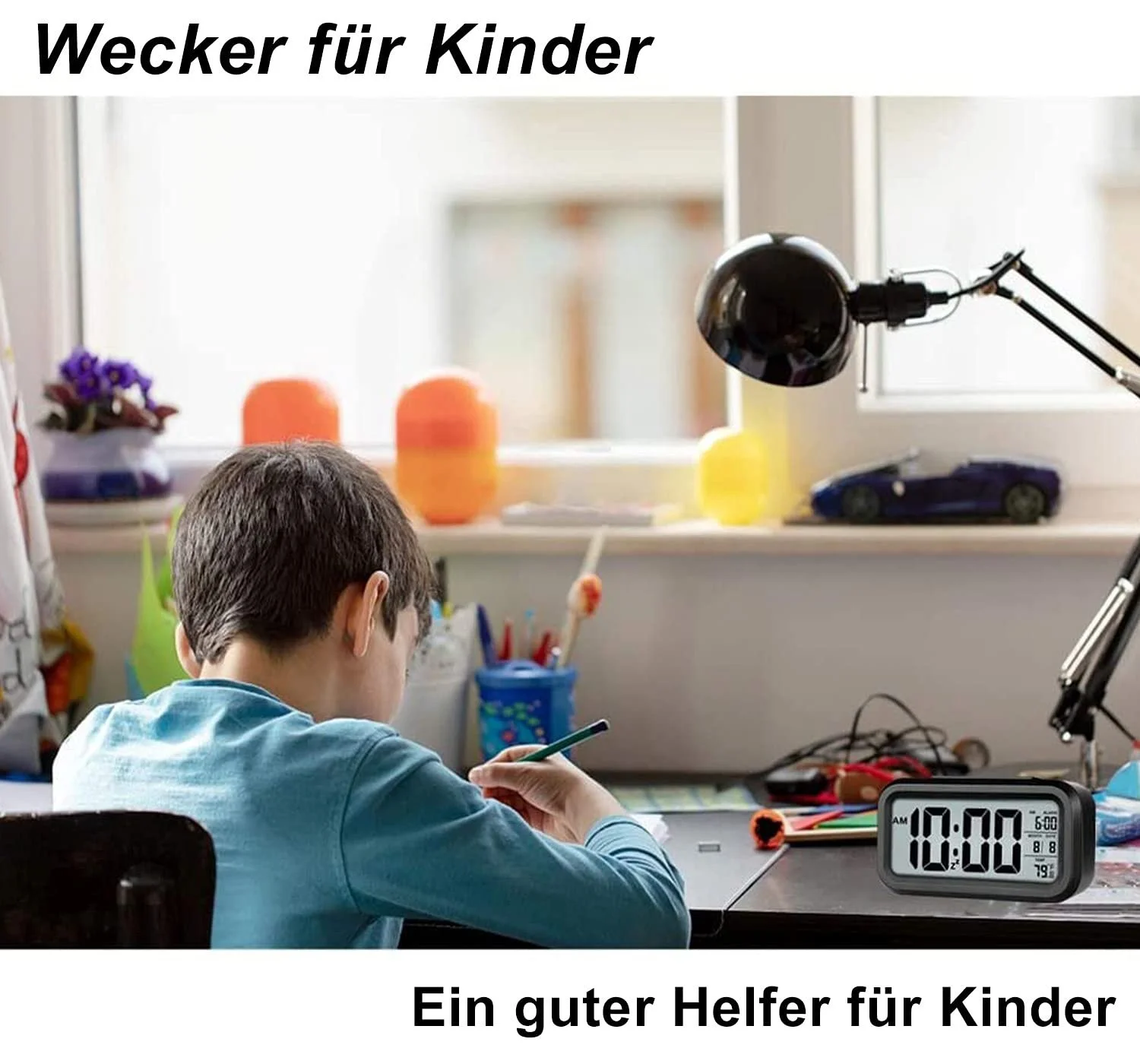 Цифровий будильник Lesipee, з розумною нічною підсвіткою, 12/24-годинний дисплей, функція повтору для тих, хто міцно спить, фото №3