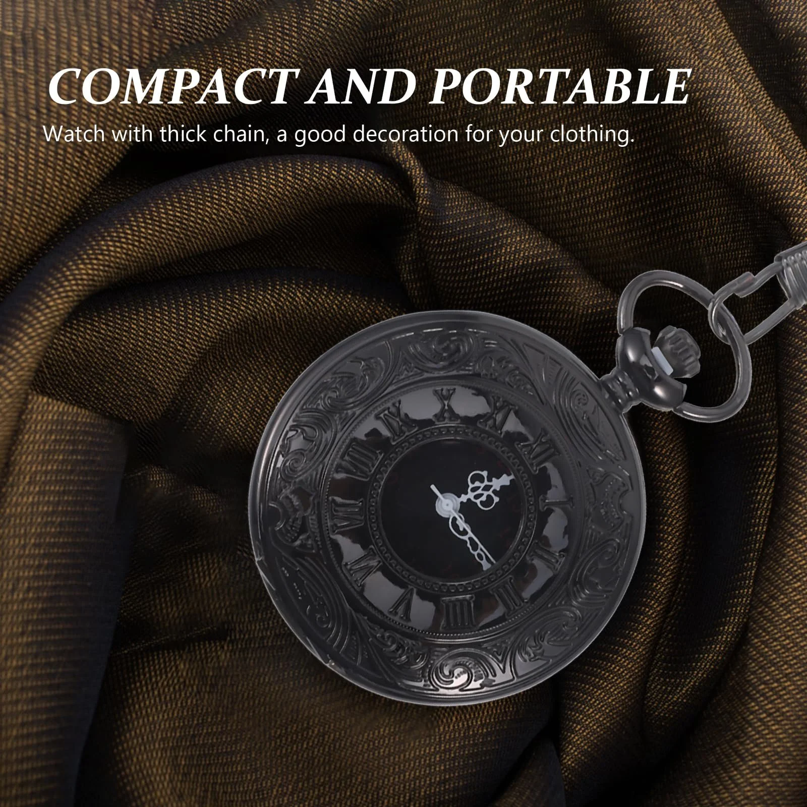 Карманные часы Quartz Hemobllo Ретро Винтажные Черные, фото №6