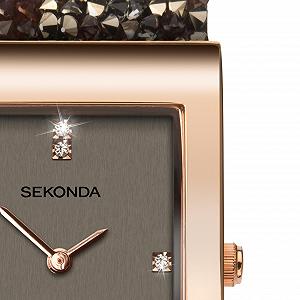 Годинник жіночий Seksy Rocks Колекція Rectangular Dial Браслет з камінням Swarovski (Коричневий-2653) synthetic.ua - Фото 1