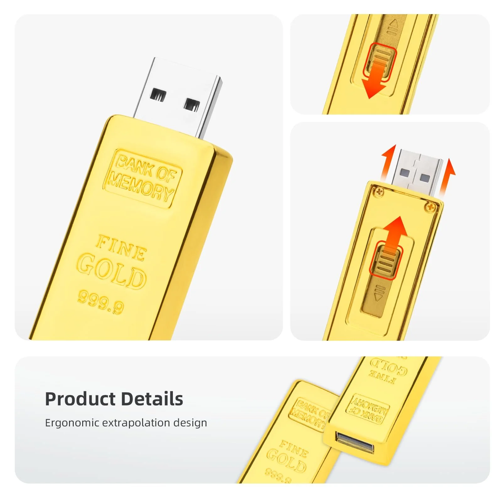 USB-флеш-накопитель BorlterClamp Gold Bar 32GB USB 2.0 Gold, фото №4 USB-флеш-накопитель BorlterClamp Gold Bar 32GB USB 2.0 Gold, фото №4