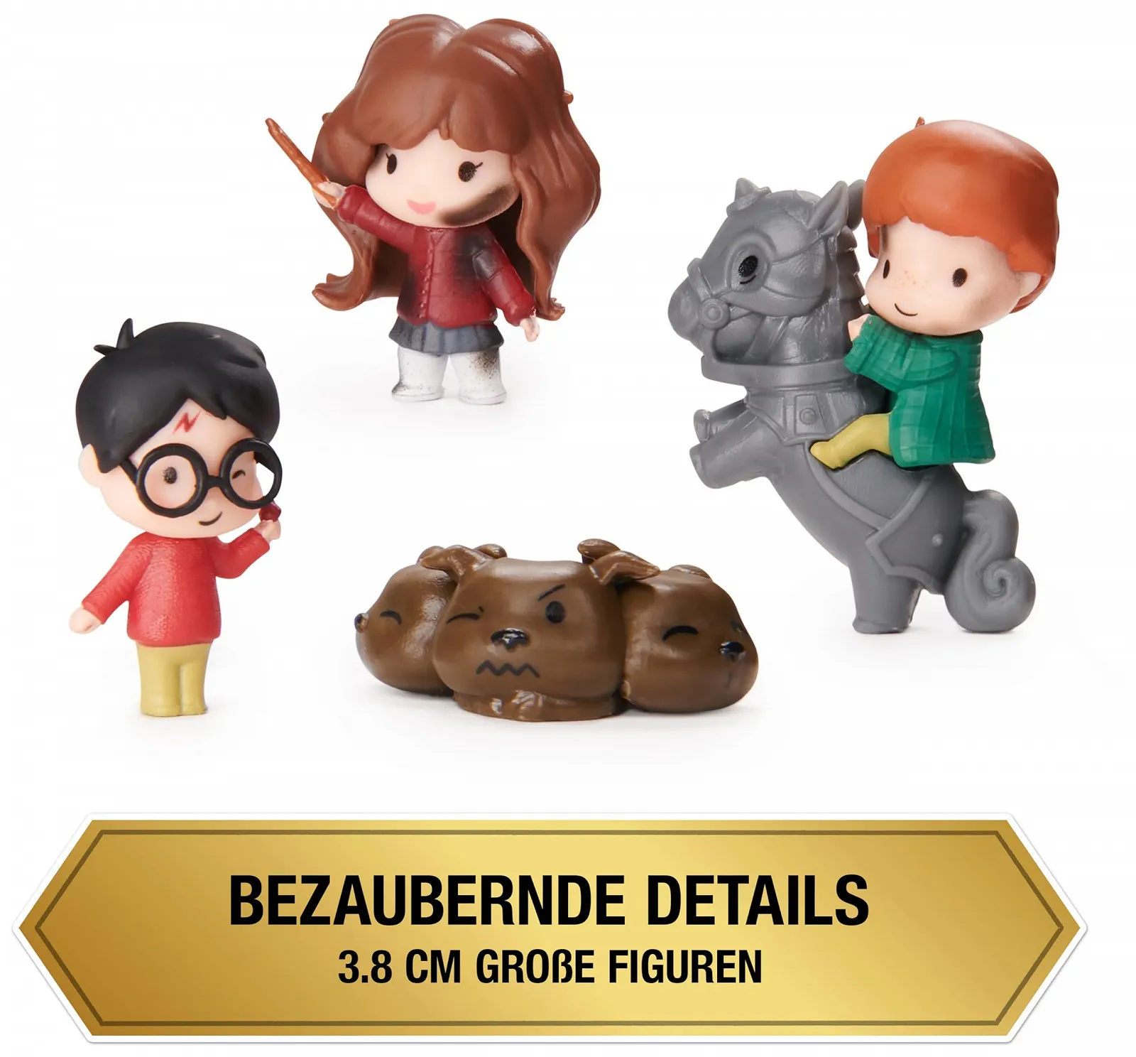 Подарунковий набір колекційних фігурок Wizarding World Harry Potter Micro Magical Moments Harry Potter, Ron Weasley, Hermione Granger, Fluffy Dog With Display Box, фото №2