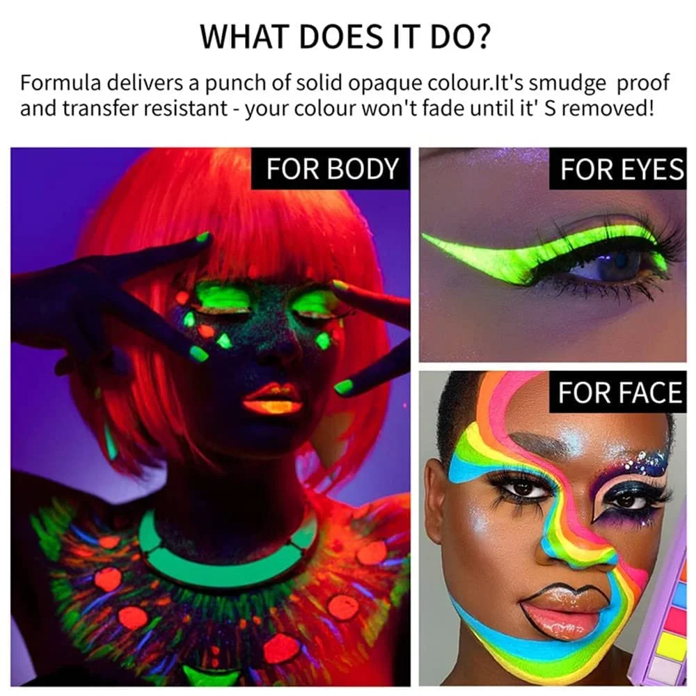 Підводка Mysense Single Water Activated Palette Face Paint Fluorescent Bright Rainbow Makeup Matte and UV Glow Graphic Eyeliner Фіолетовий, фото №7