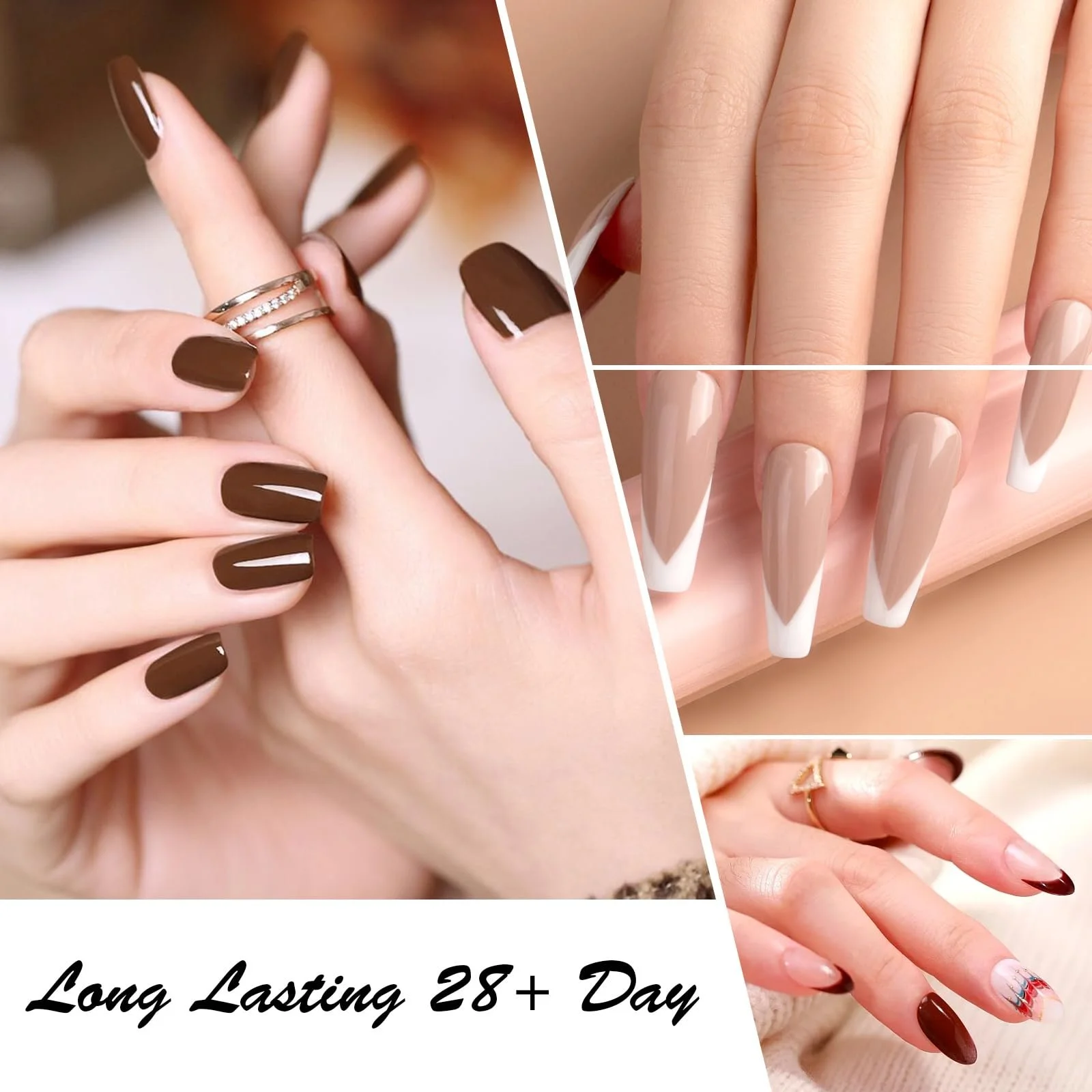 Гель-лак CANNI Набір 24 шт. Nude Brown Glitter Gold Red з таблицею кольорів, фото №6