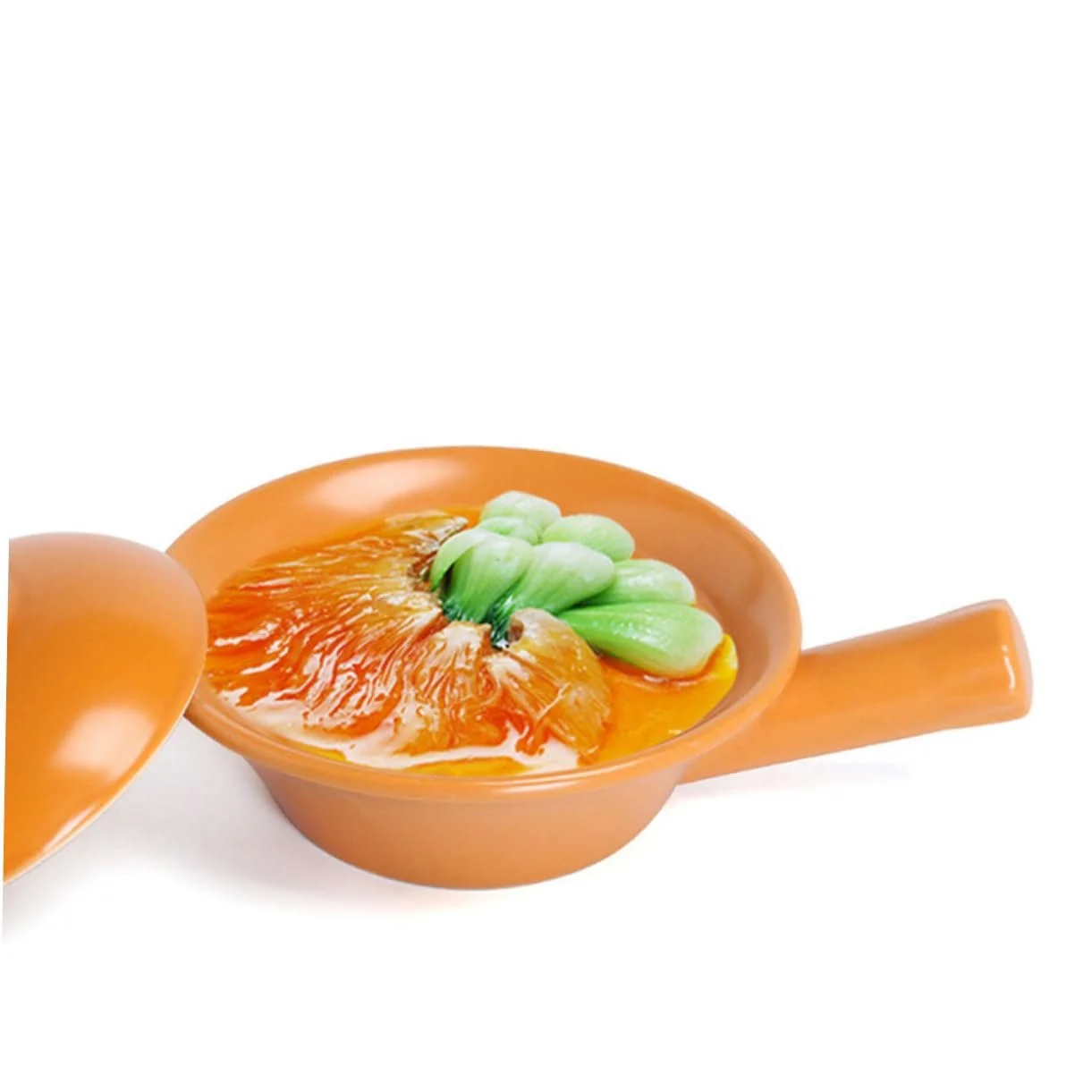 Горшок керамический маленький с ручкой термостойкий для газовой плиты, фото №4