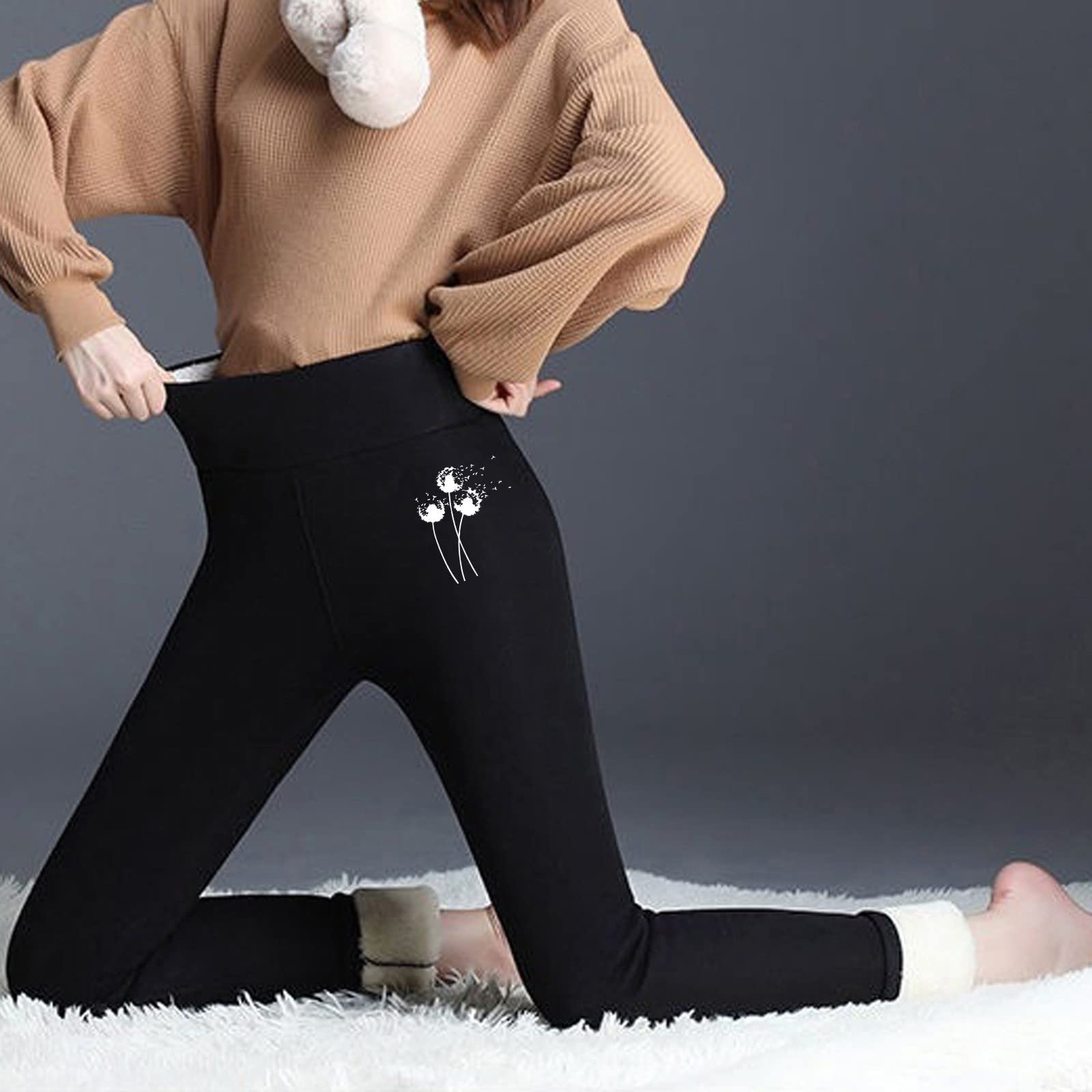 Леггинсы Fannyfuny Теплые Slim  Женские Зимние Плюшевые Джоггеры Облегающие Толстые Колготки С Высокой Талией Эластичные  Термоджинсы Женские На Подкладке Осенние Зимние Теплые Непрозрачные Леггинсы, фото №3