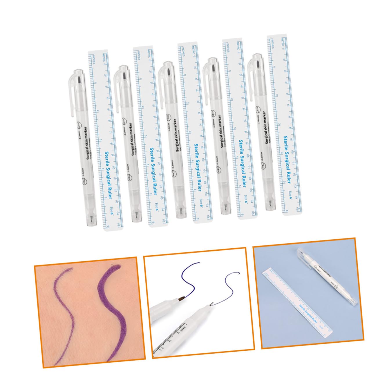 Олівець для брів LALAFINA 5 Sets Lip Mapping Pen Tattoo Eyebrow Markers Eyebrow Tattoo Pencil Skin Marking Pen Eyebrow Makeup Pen Tool Multifunctional Use One Pen Plastic, фото №3
