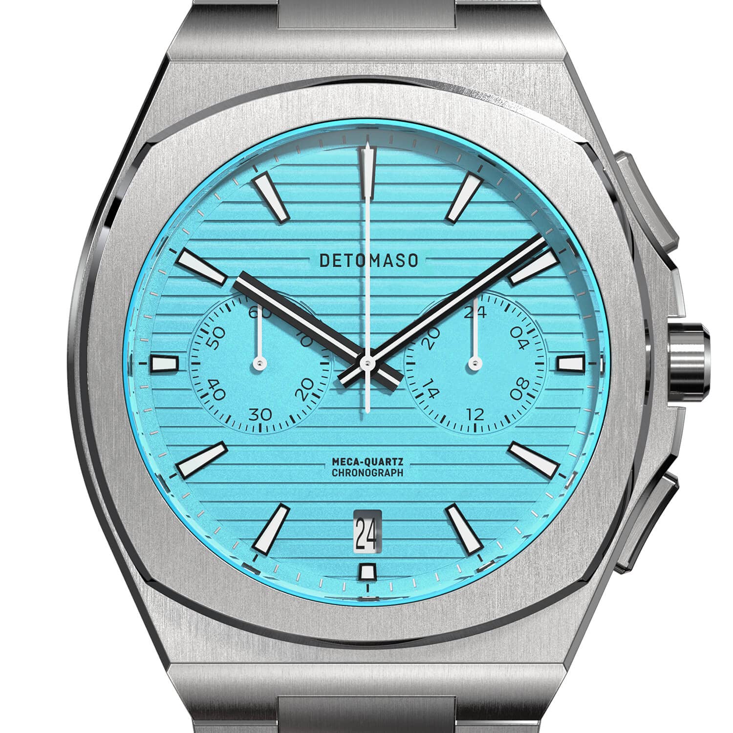 Часы Мужские DeTomaso Voltre Chrono First Edition Minty Blue Turquoise Аналоговые Кварцевые Серебристые с Браслетом, фото №5 Часы Мужские DeTomaso Voltre Chrono First Edition Minty Blue Turquoise Аналоговые Кварцевые Серебристые с Браслетом, фото №5