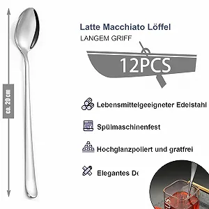Ложка для лате макіато з нержавіючої сталі, 19.7 см, набір 12 штук synthetic.ua - Фото 1