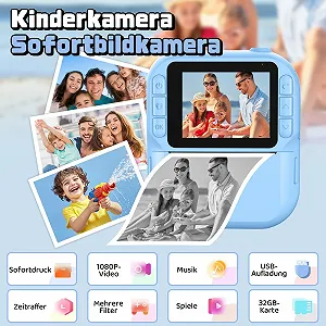 Детская камера мгновенной печати 1080P 2.4" 32GB 3 рулона паперу synthetic.ua - Фото 1