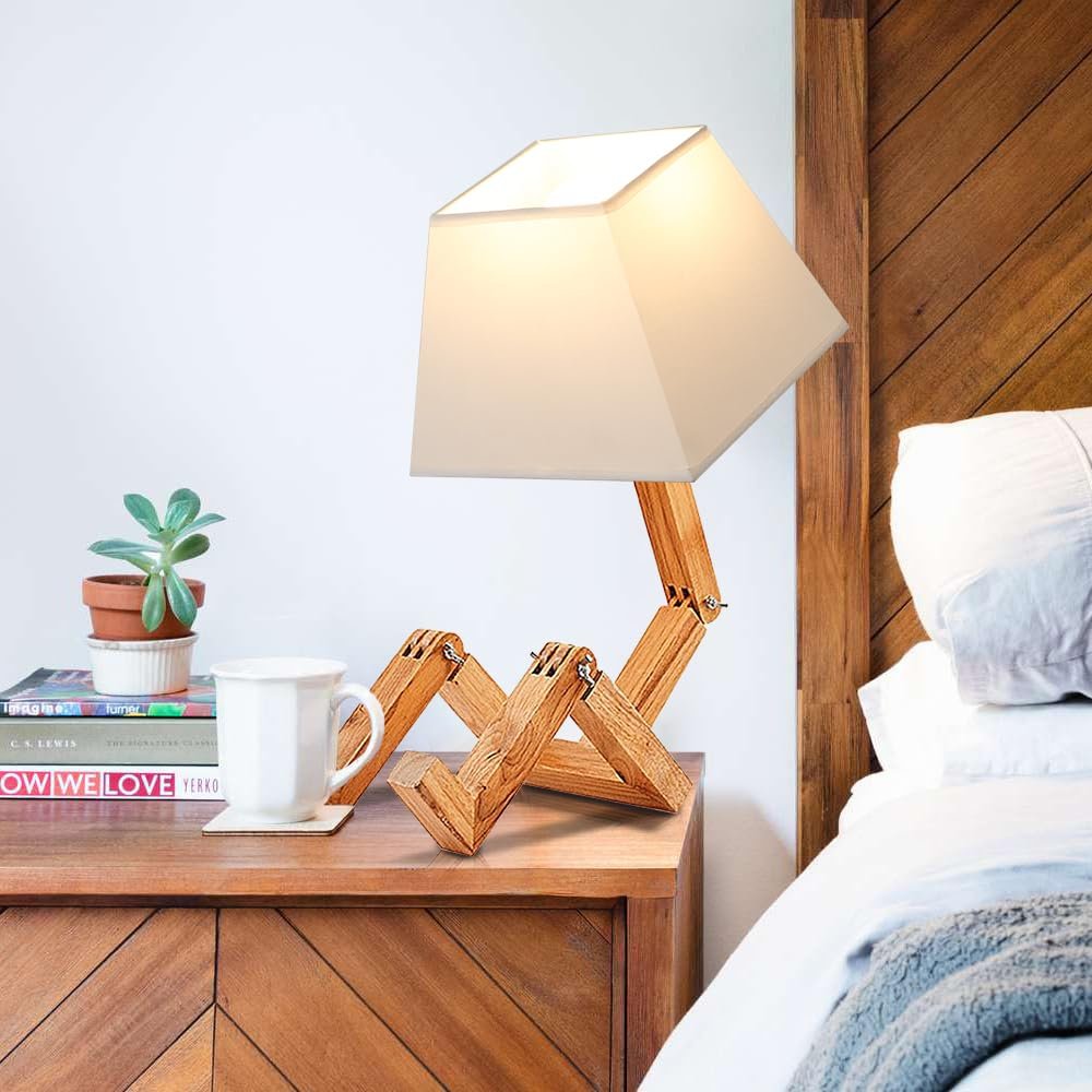 Настільна лампа Robot Дерев'яна Димер Square Lampshade, фото №4