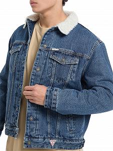 Мужская джинсовая куртка Guess Jeans Sherpa Collar Denim Trucker Jacket - Фото 1