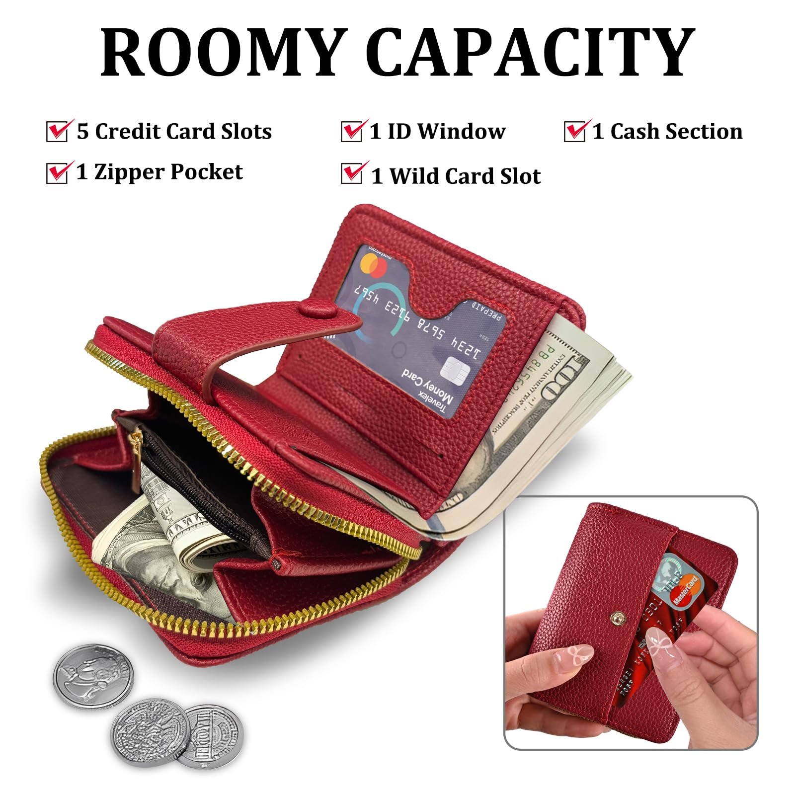 Кошелек HZHSGLY Маленький для женщин PU кожа Bifold Блокировка RFID, фото №4